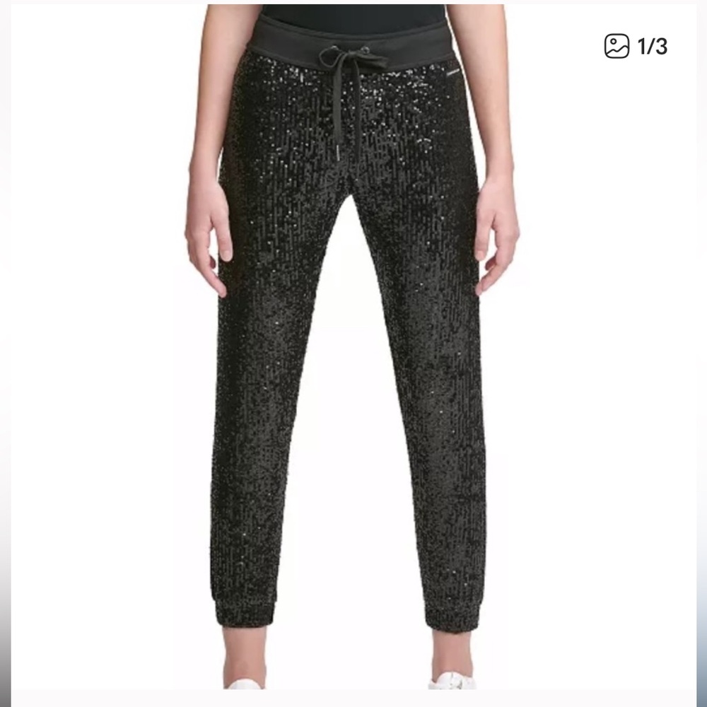 Calvin Klein Black Sequin Jogger Pants NWT